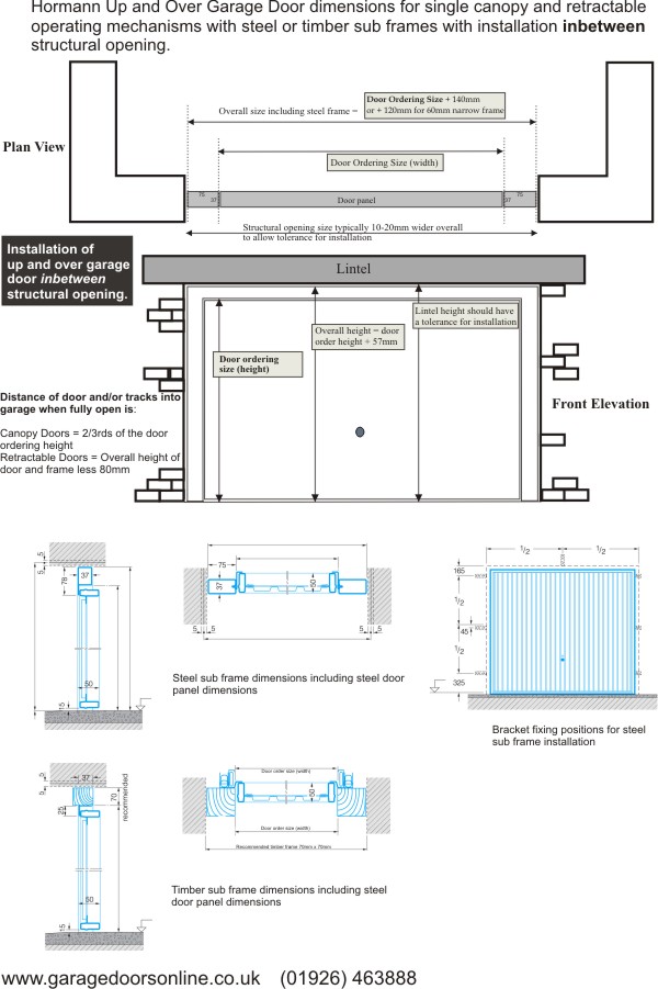 hormann dimensions for up and over single doors